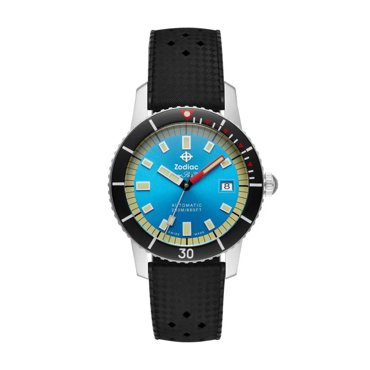 ZO9275 Super Sea Wolf Steel 40 mm Rubber Diver Automatic Men`s Watch by Zodiac