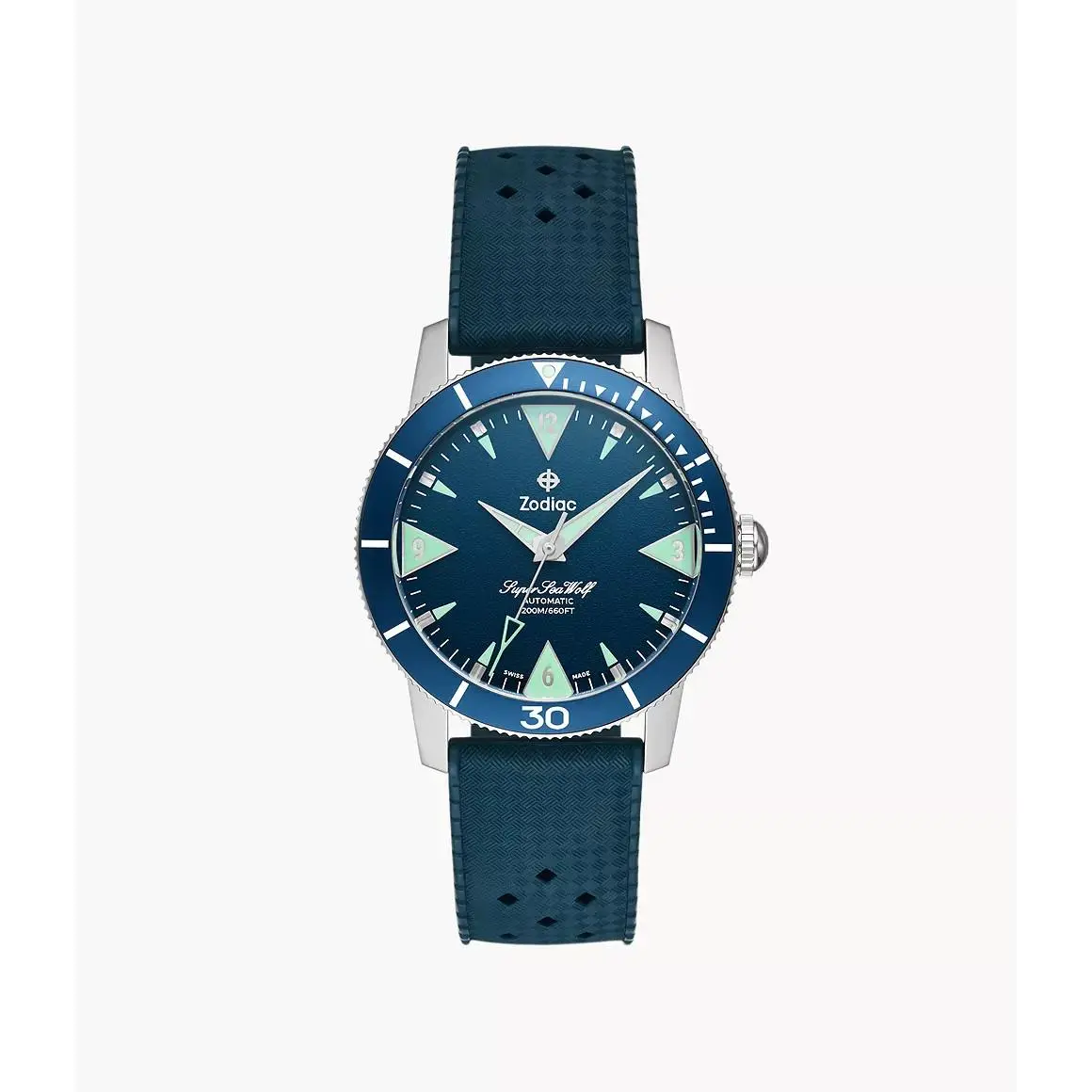 Zodiac ZO9217 Super Sea Wolf Skin Steel 39 mm Blue Rubber Automatic Men`s Watch
