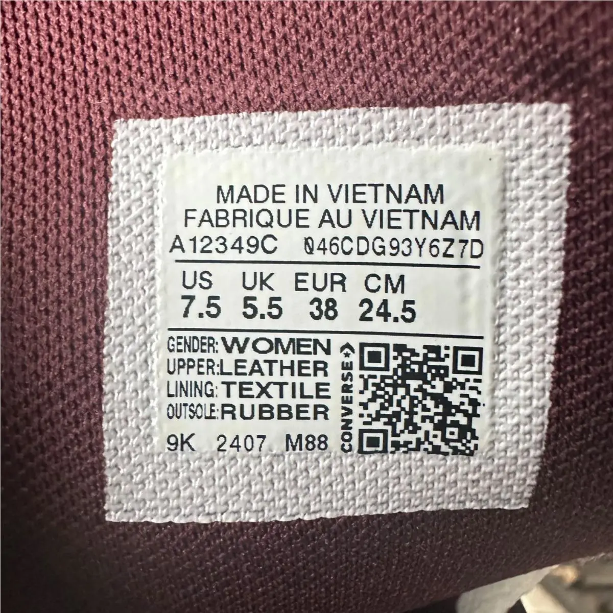 Converse shoes - Converse Chuck Taylor - Chuck Taylor - A12349C - Burgundy (UPC: 194435181844) 12