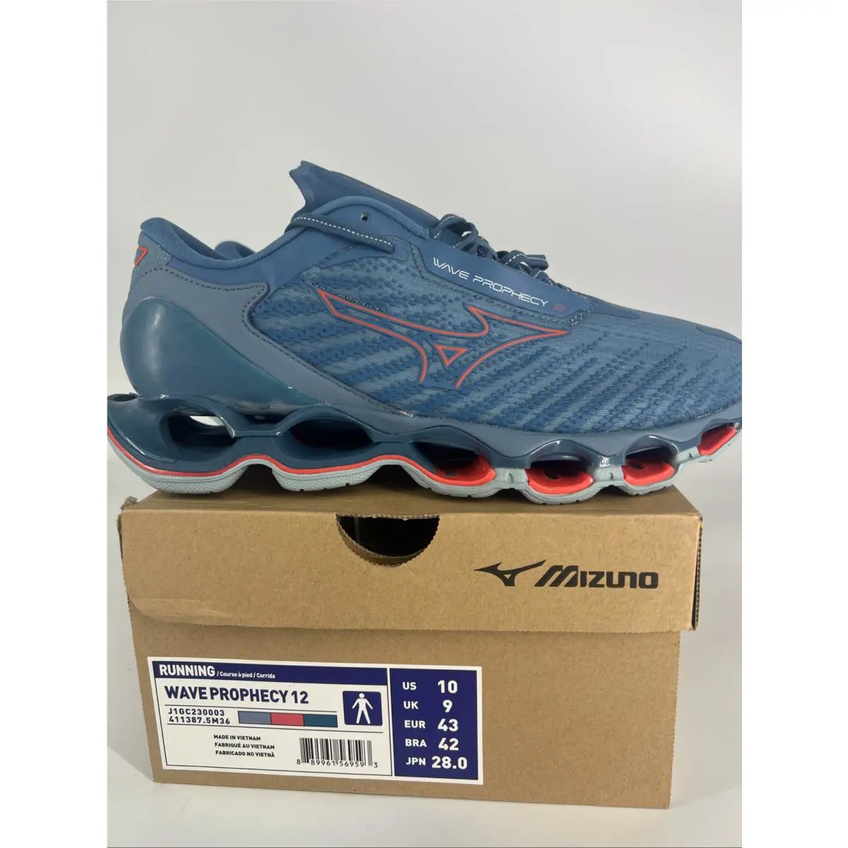Mizuno Wave Prophecy 12 Men’s Size10 Usa Men’s Uk9-eur43-bra 42-jpn28.0 Blue