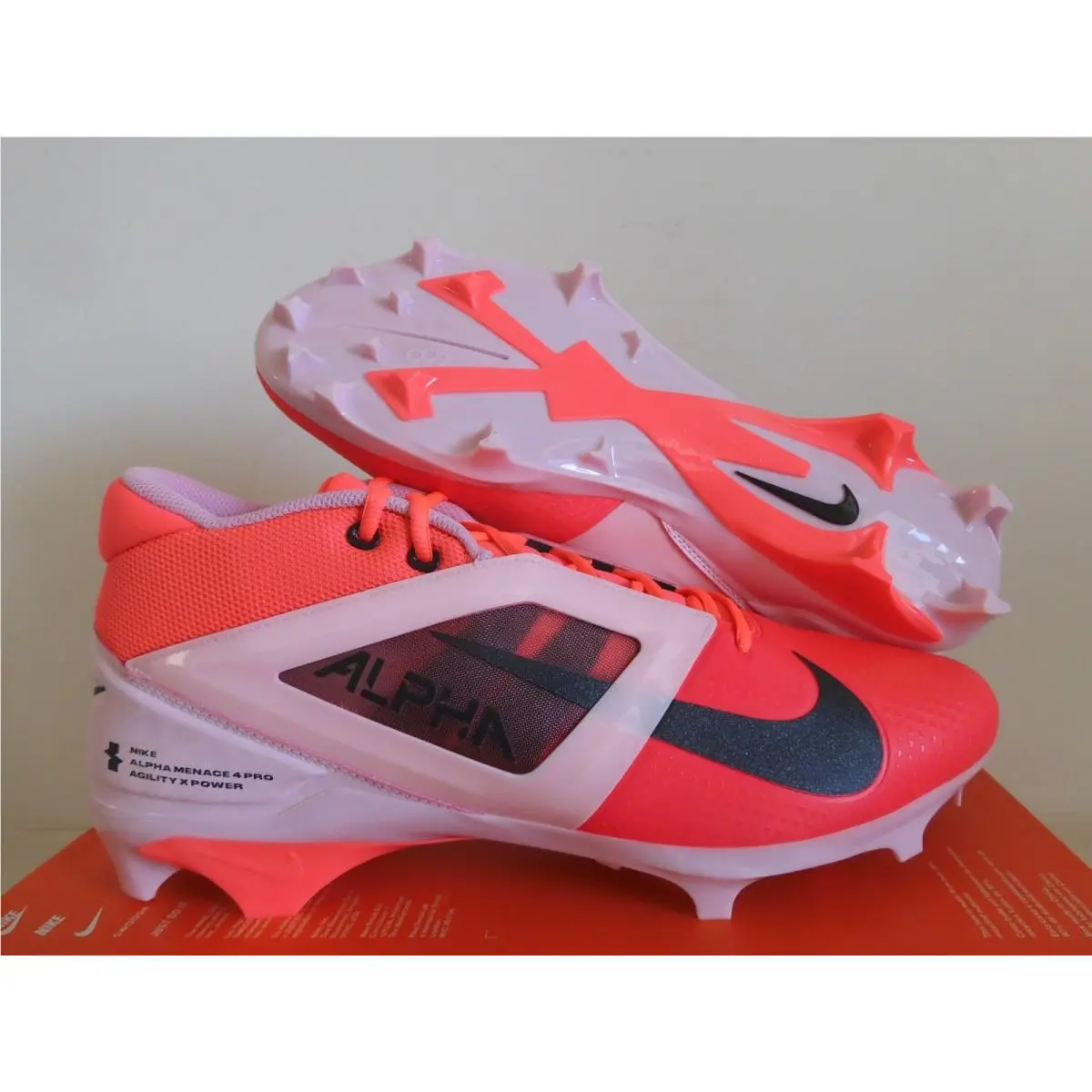 Alpha Menace 4 Pro Nrg Racer Pink-smoke Grey Football Sz 15 HJ4568-600 by Nike