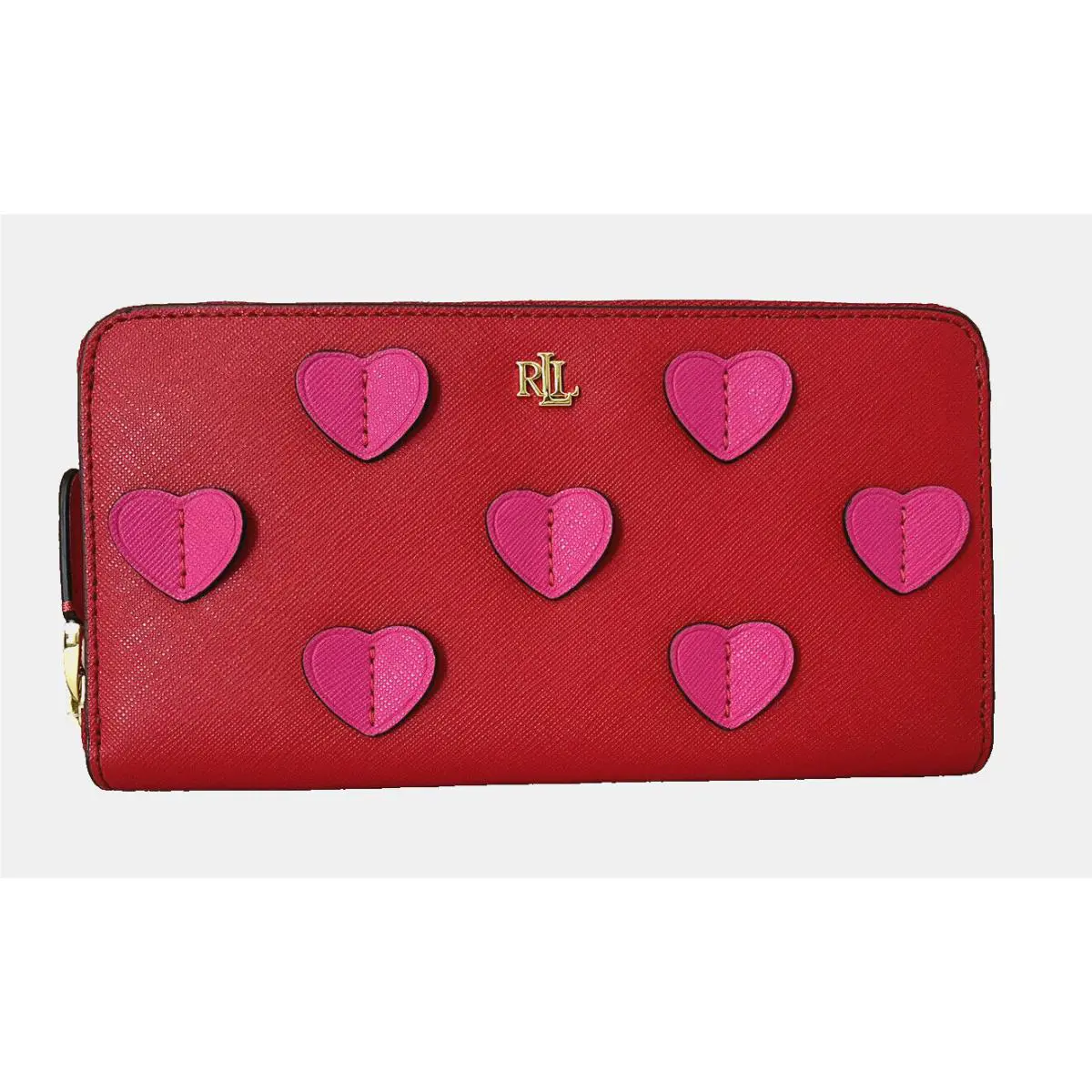 Ralph Lauren Accordion Zip Wallet Leather Red