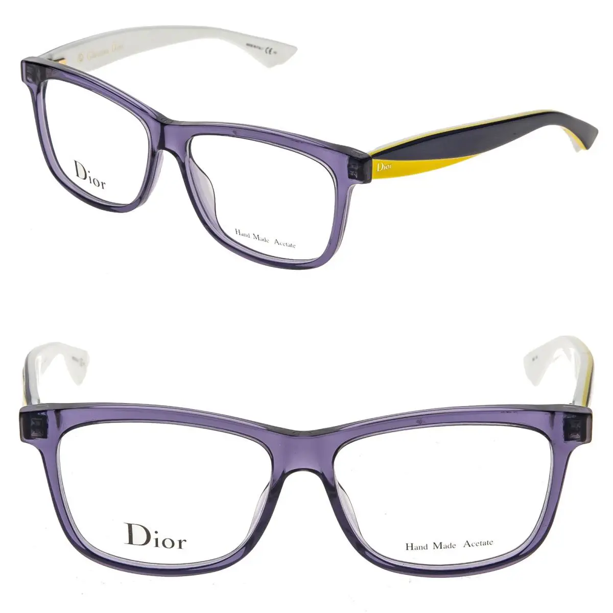 Christian  CD3290 3290 Envol White Yellow Lilac Square 54mm Optical Eyeglass by Dior
