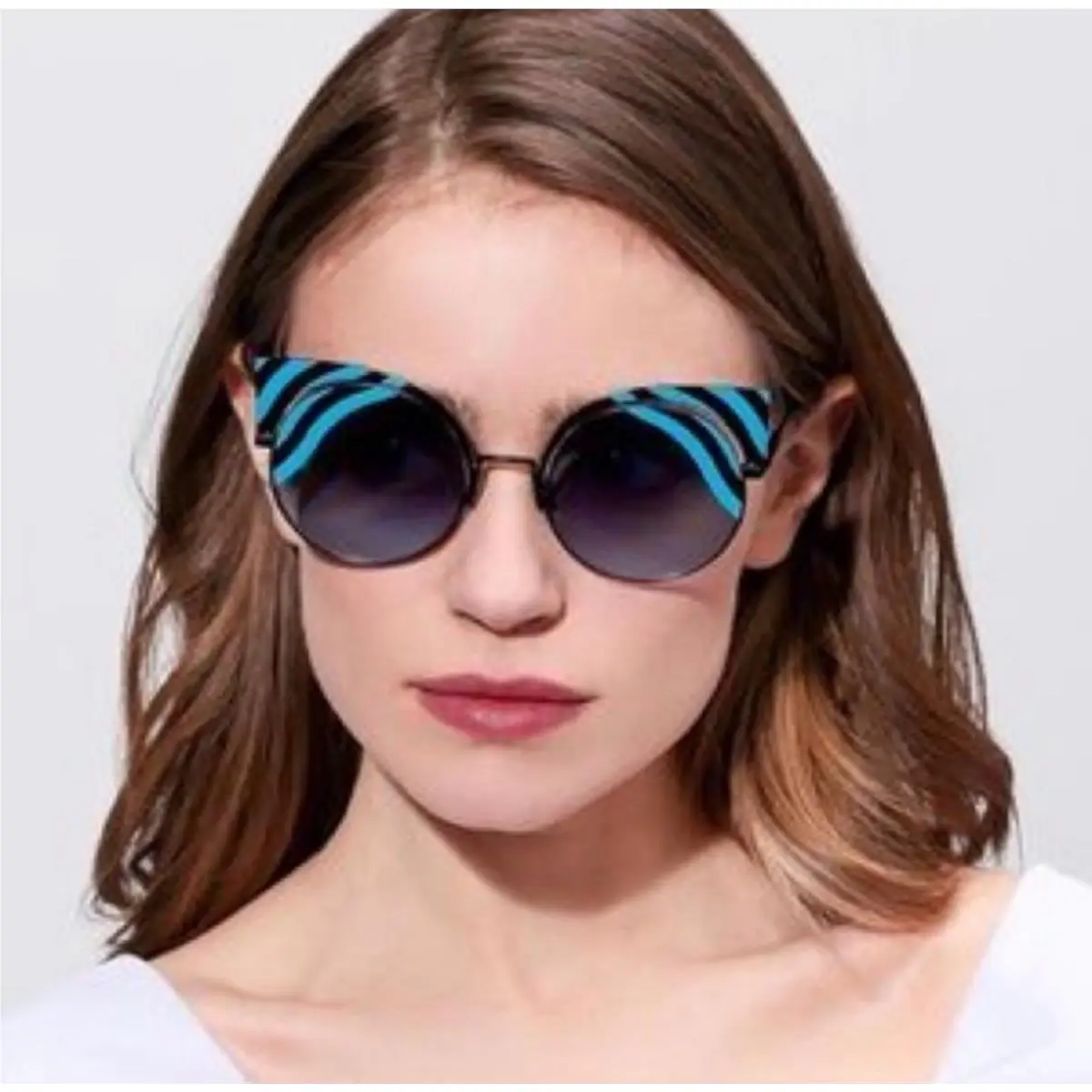 Fendi Cat Eye Sunglasses FF 0295/S Blue Stripe Oversized w/ Case Tags