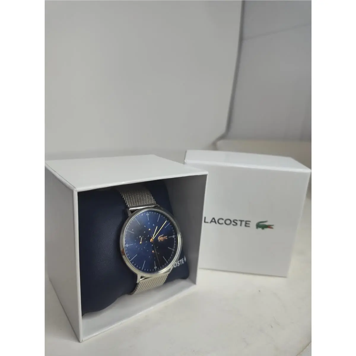Lacoste Mens Moon Blue Chronograph Mesh 40mm Watch 2011024 No Battery