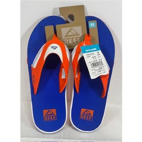 Reef Fanning Pregame Bottle Opener Flip Flops Men`s Size 11 Patriots Broncos