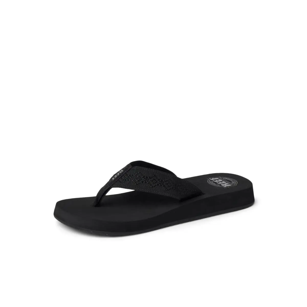 Reef Sandy Womens Beach Flip Flop Soft Woven Strap Made From 5 Black/black
