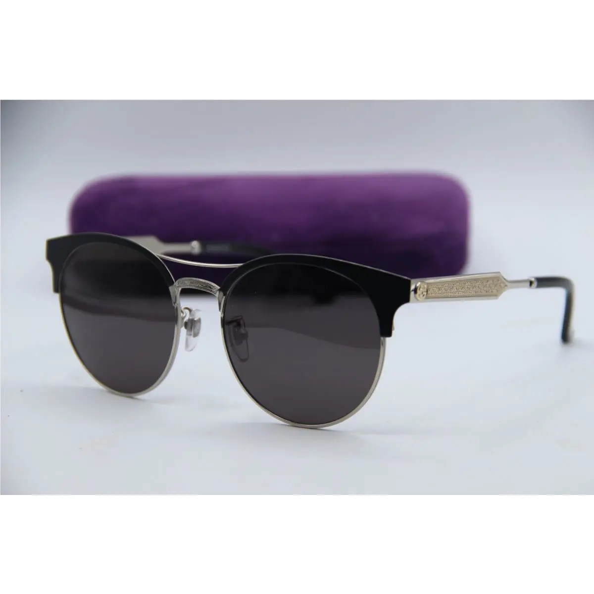 Gucci GG 0075S 001 Black Gunmetal Frames Sunglasses 56-18