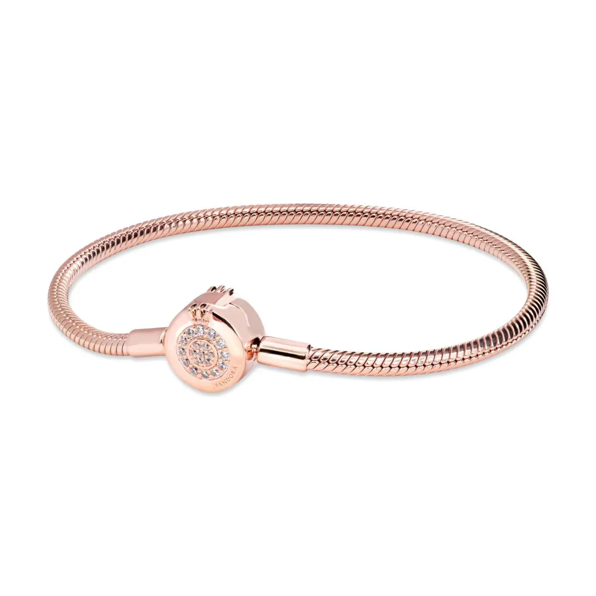 Pandora Moments Sparkling Crown O Snake Chain Bracelet 14k Rose Gold Plating
