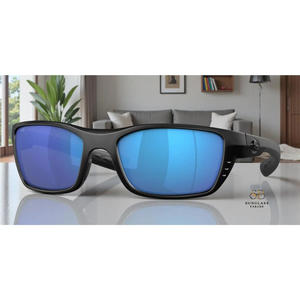 Costa Del Mar 6S9056 11 Whitetip Blackout Blue Mirror 58 mm Men`s Sunglasses - Frame: Black, Lens: Blue