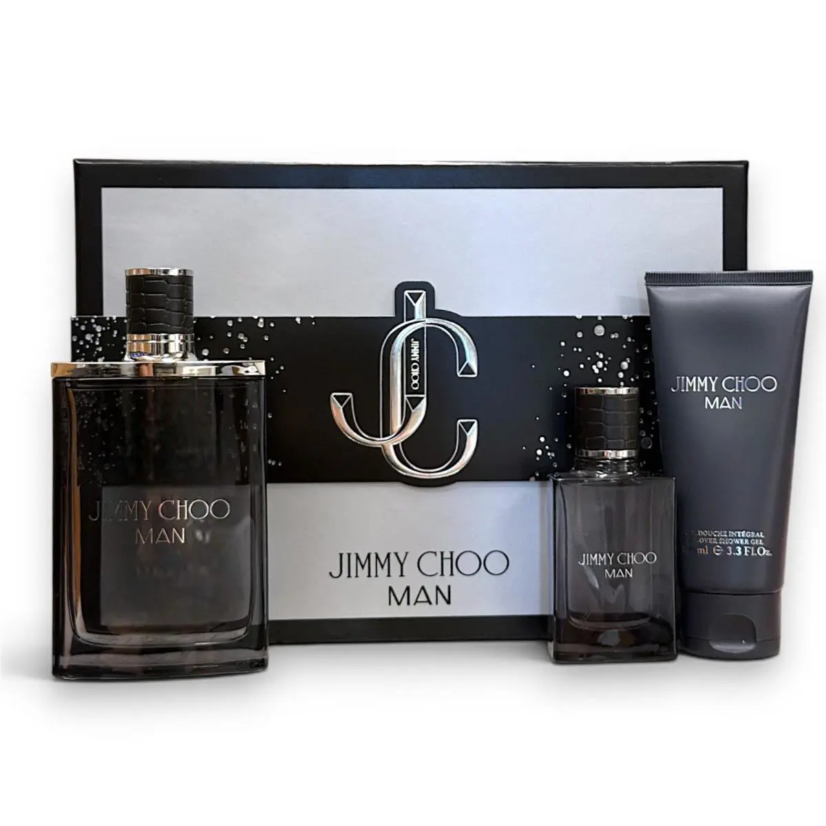 Jimmy Choo Man 3Pc Set 3.4 oz 1 oz Edt Spray + 3.4 Shower Gel