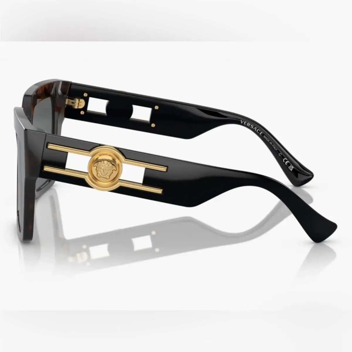 Versace Black Sunglasses with Gold Medusa Detail Havana
