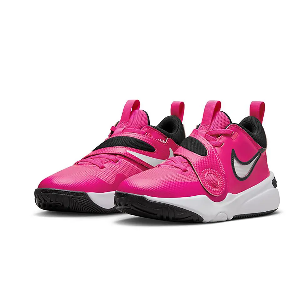 Nike Grade School Kids` Grade School Team Hustle D 11 Basketball Shoe 3.5 - Bright Pink / White