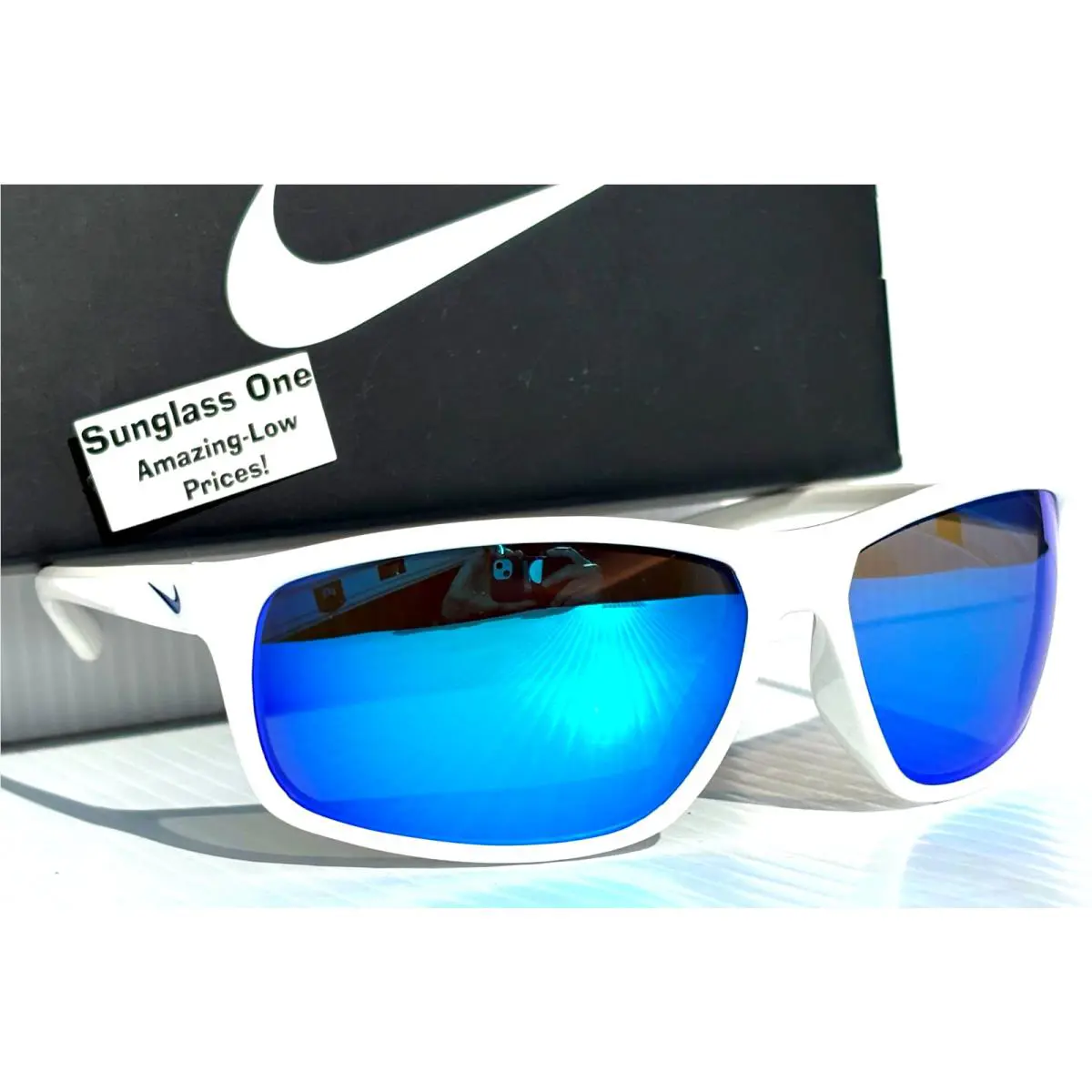 Nike Adrenaline M Men`s White Sport Wrap Sunglasses - EV1113-100