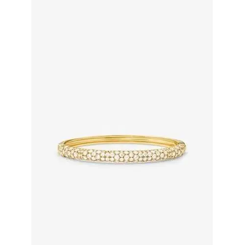 Michael Kors Women`s 14k Gold-plated Sterling Silver Pavé Logo Bangle Bracelet