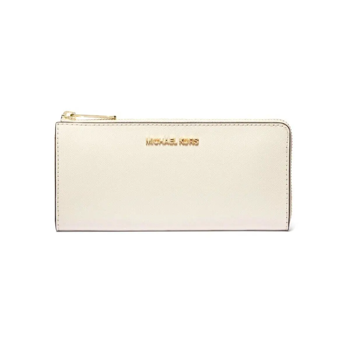 Michael Kors Jet Set Travel Large Leather Quarter-zip Wallet Light Cream