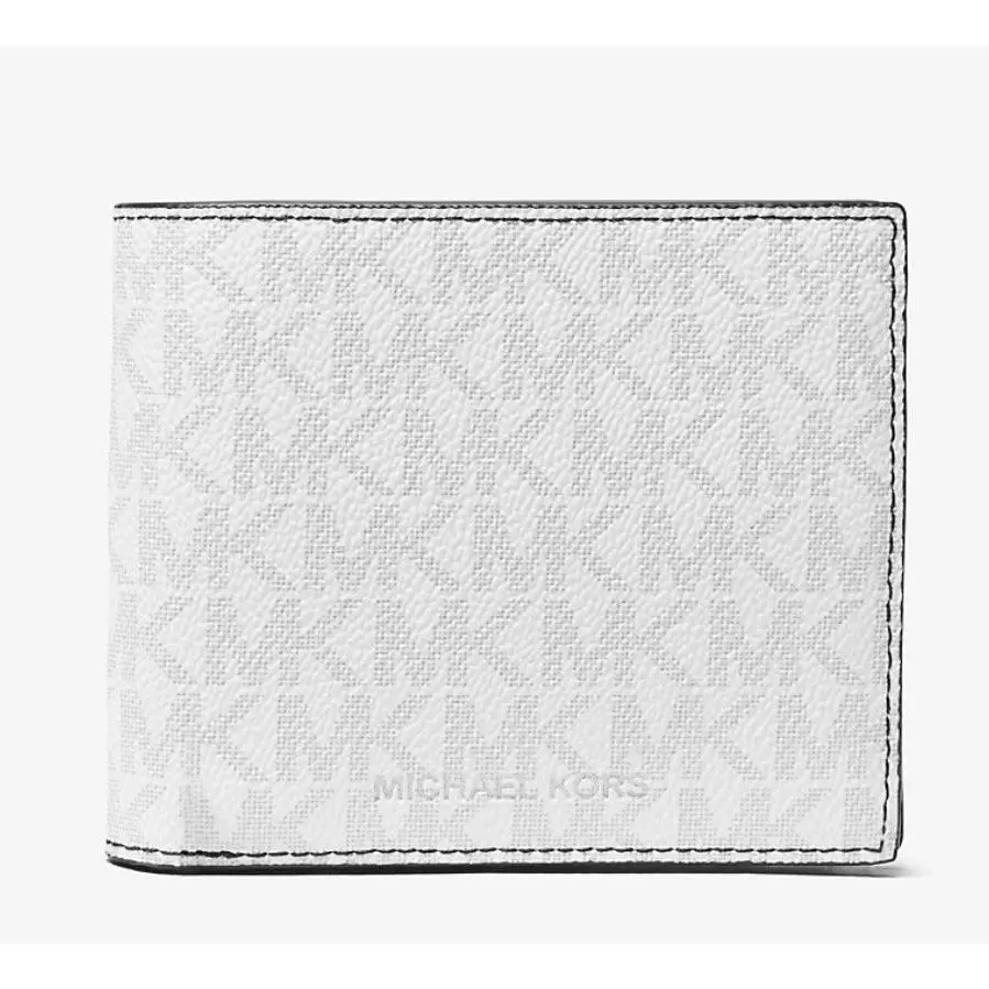 Michael Kors Men`s Greyson Logo Billfold Wallet with Coin Pocket White W/tag