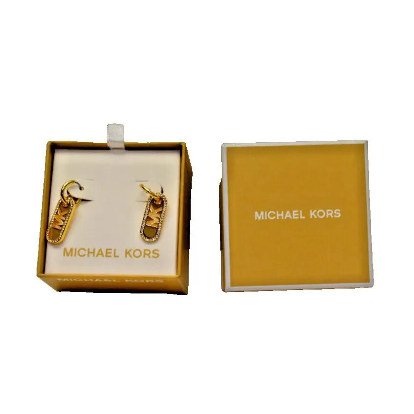 Michael Kors Pave Logo Drop Earrings Goldtone MKJX8030710