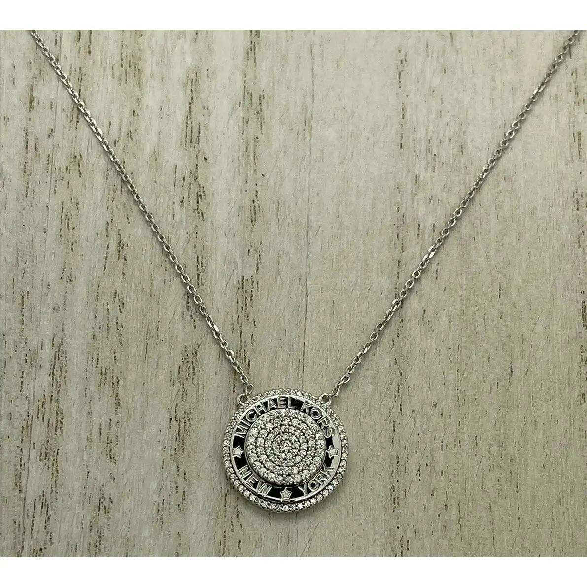 Michael Kors Sterling Silver Cubic Zirconia Pavé Pendant Necklace MKC1389AN040