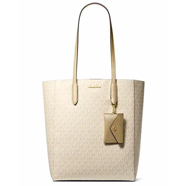 Michael Kors Vincent Large Signature Logo Tote Bag with Coin Pouch Pale Gold - Exterior: Pale Gold