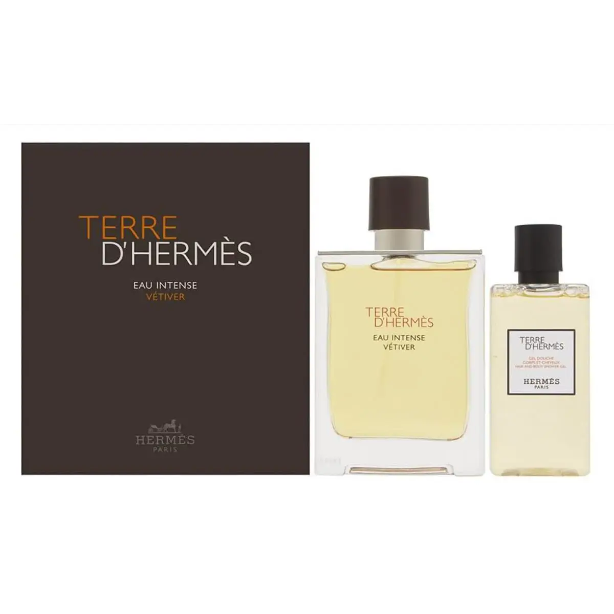 Terre D`hermes Eau Intense Vetiver 3.3 oz Eau de Parfum Spray+2.7 oz Body Gel
