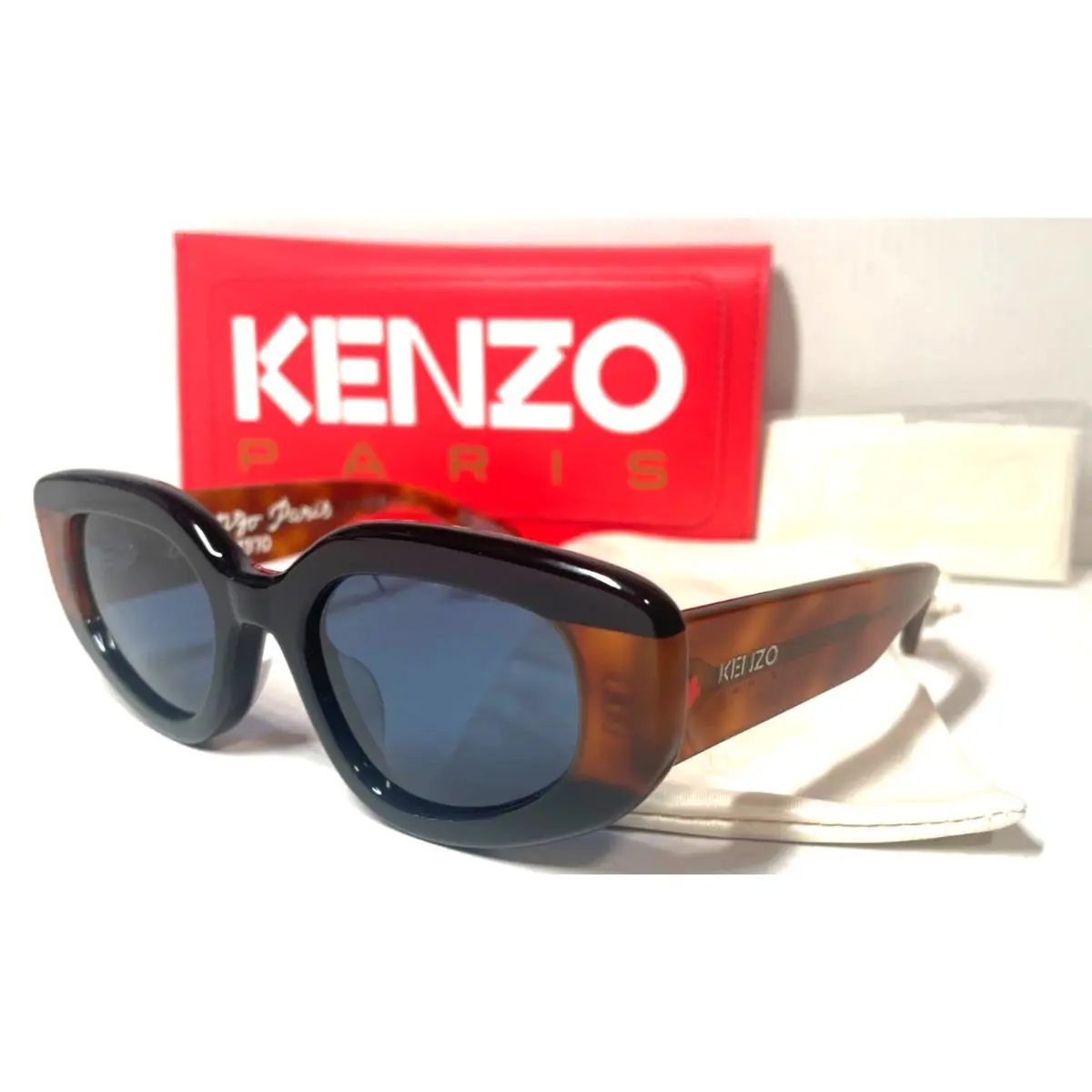 Kenzo Paris KZ40186U 05V Black Brown W/smoke Blue Lens Sunglasses 50-21 Italy