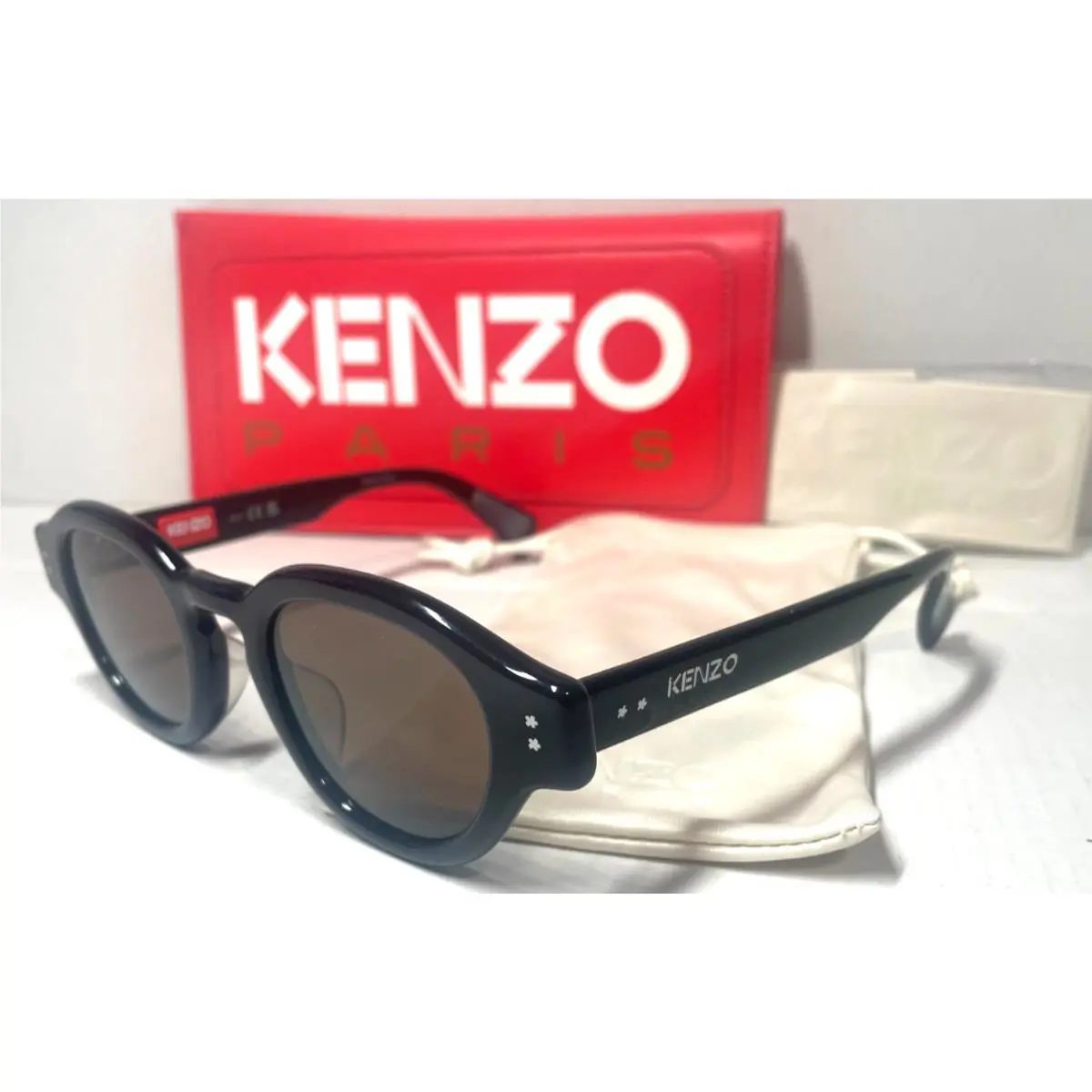 Kenzo Paris KZ40180U 01E Shiny Black/smoke Brown Lens Sunglasses 46-23 - Frame: SHINY BLACK, Lens: SMOKE BROWN