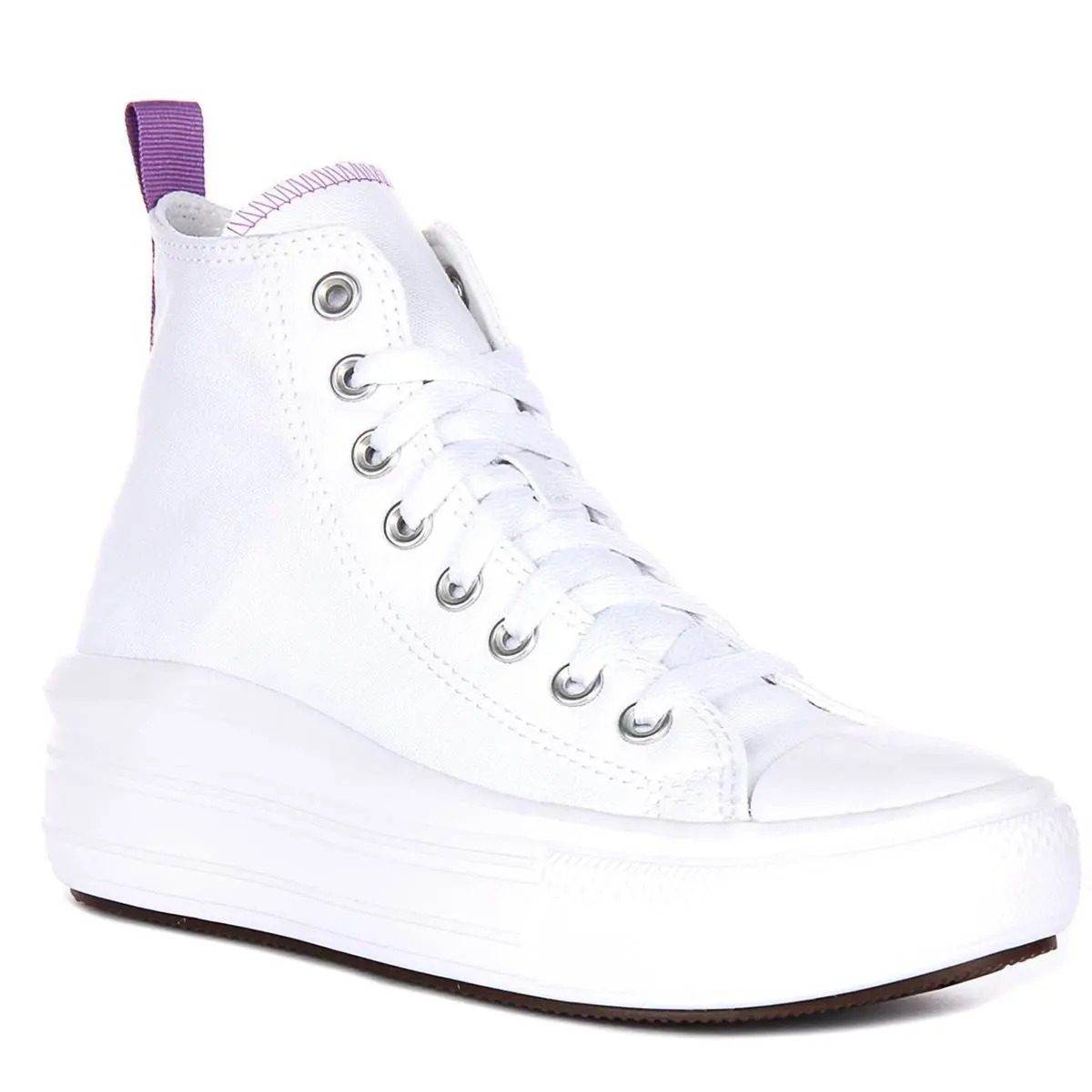 Converse A03667C All Star Platform Junior Girls Sneaker White Purple US 4 - 7 - White Purple