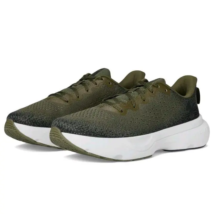 Under Armour Infinite Men`s Green Black Olive Tie Running Shoes Cushion Size 8.5 - Green