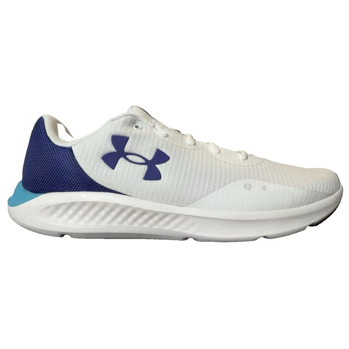 Under Armour Mens Size 9.5 Charged Pursuit 3 White Sonar Blue Running Shoes