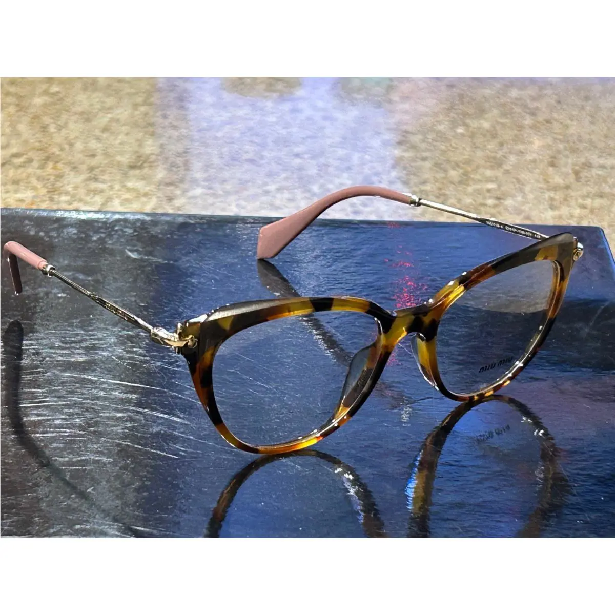 Miu Miu Women`s Reading Glasses/sunglasses/clear Cat Eye Multi Animal Print