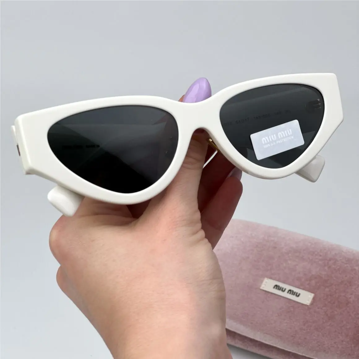 Miu Miu Women Sunglasses White Dark Grey Cat Eye MU03ZS 1425S0