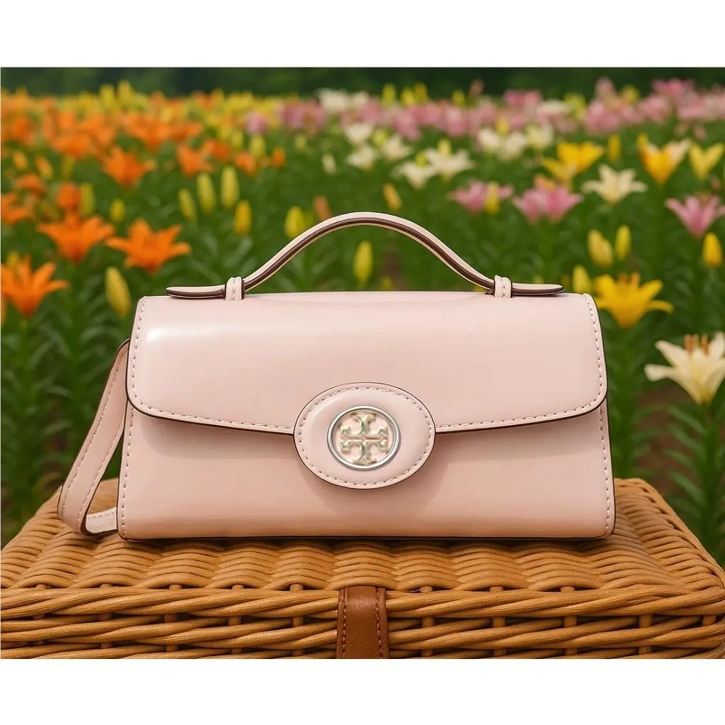 Robinson Pink Lily Patent Leather Top Handle Clutch/crossbody Bag by Tory Burch