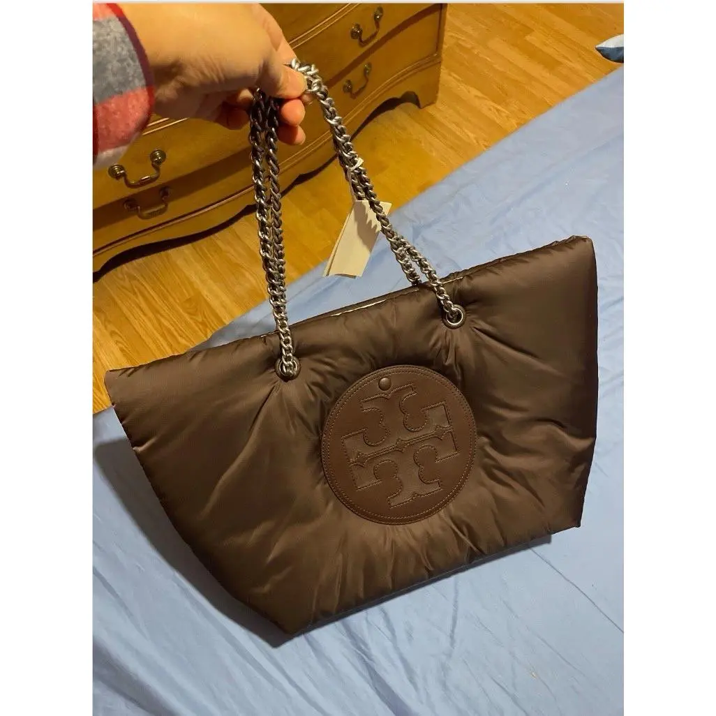 Tory Burch Tempranillo Ella Puffy Chain Tote Shopper Bag Purse Shoulder Bag