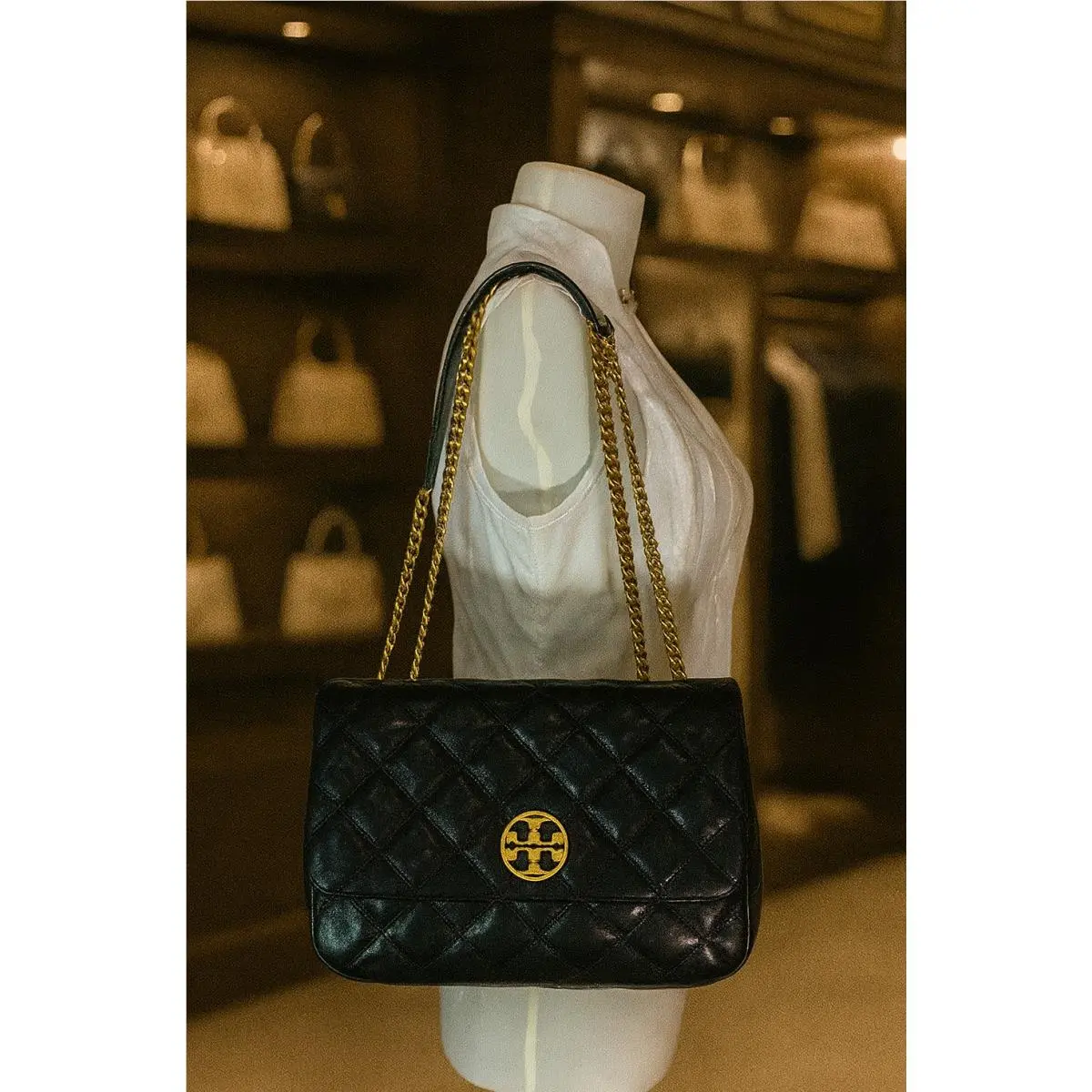 Tory Burch Willa Black Leather Large Convertible Shoulder Bag/crossbody Bag