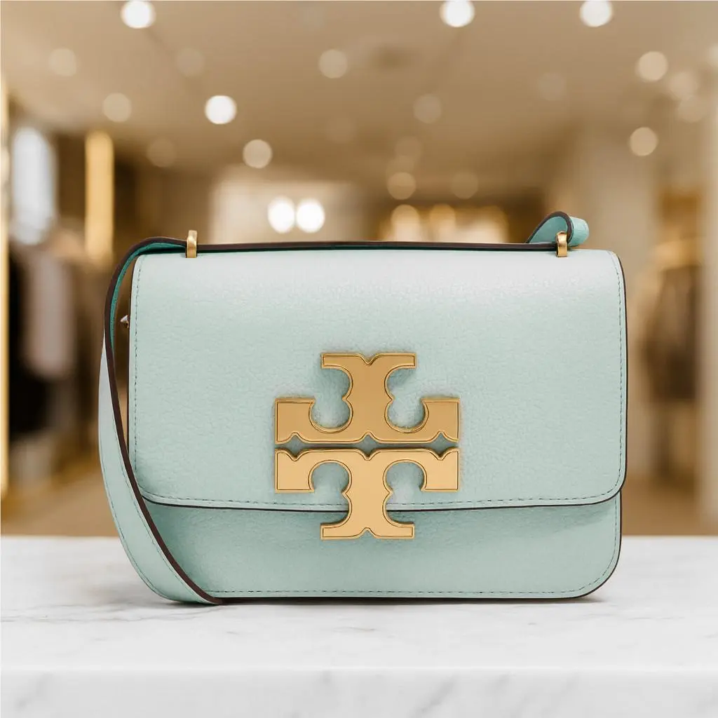 Tory Burch Eleanor Pebbled Sky Blue Convertible Small Shoulder/crossbody Bag