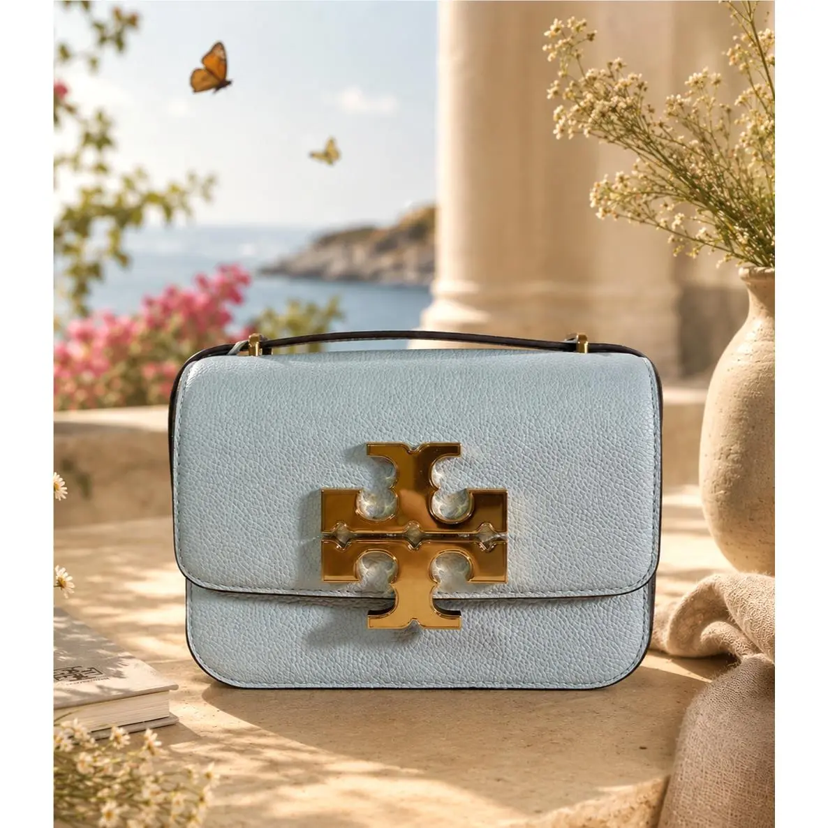 Eleanor Pebbled Sky Blue Convertible Small Shoulder/crossbody Bag by Tory Burch