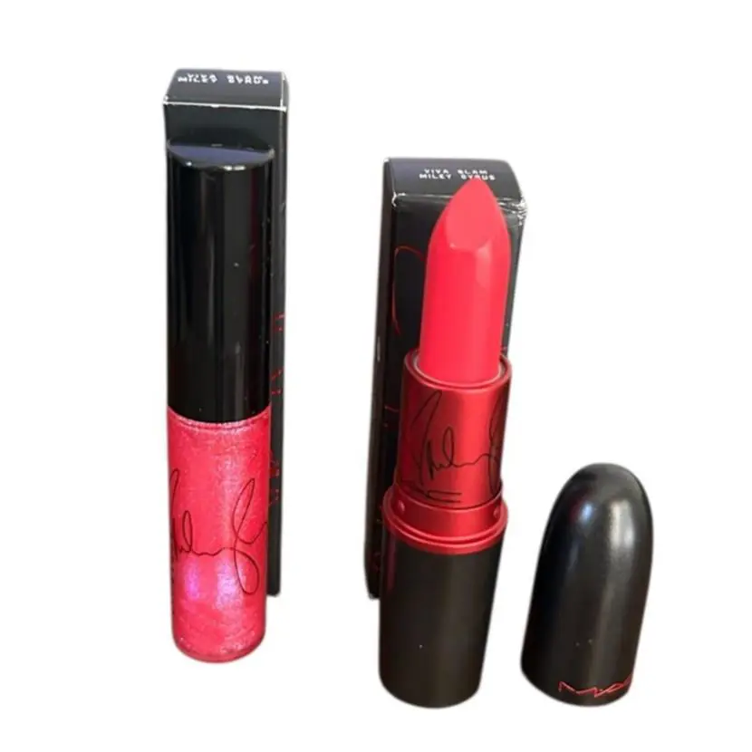 Mac Viva Glam Miley Cyrus Lipstick Gloss Set Hot Pink - Pink