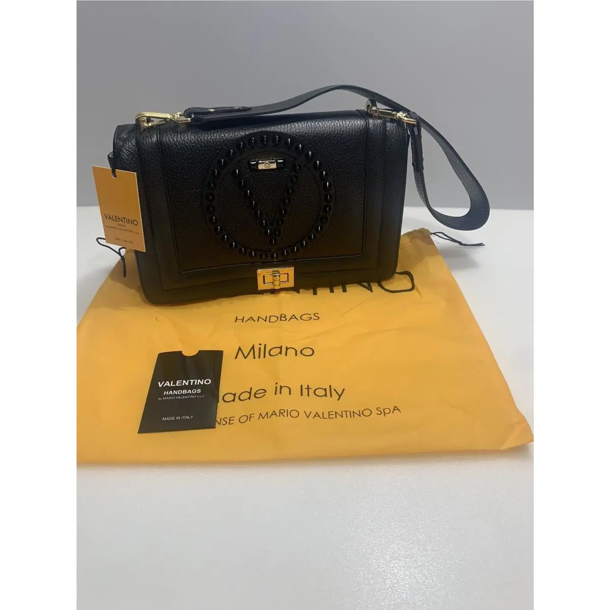 Valentino by Mario Valentino Alice Rock Shoulder Bag Leather Black