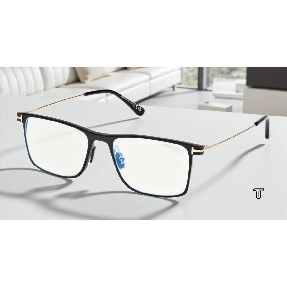 Tom Ford FT5865 B 002 Magnesium Matte Black 55 mm Men`s Eyeglasses