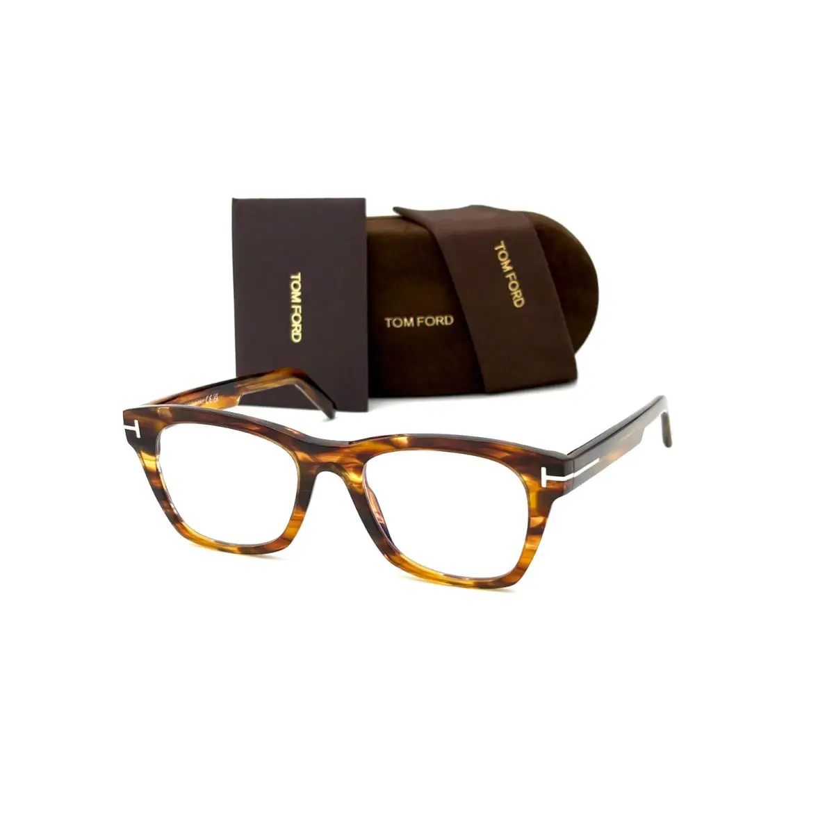 Tom Ford FT5886-B 047 Brown Havana / Blue Block 52mm Eyeglasses TF5886