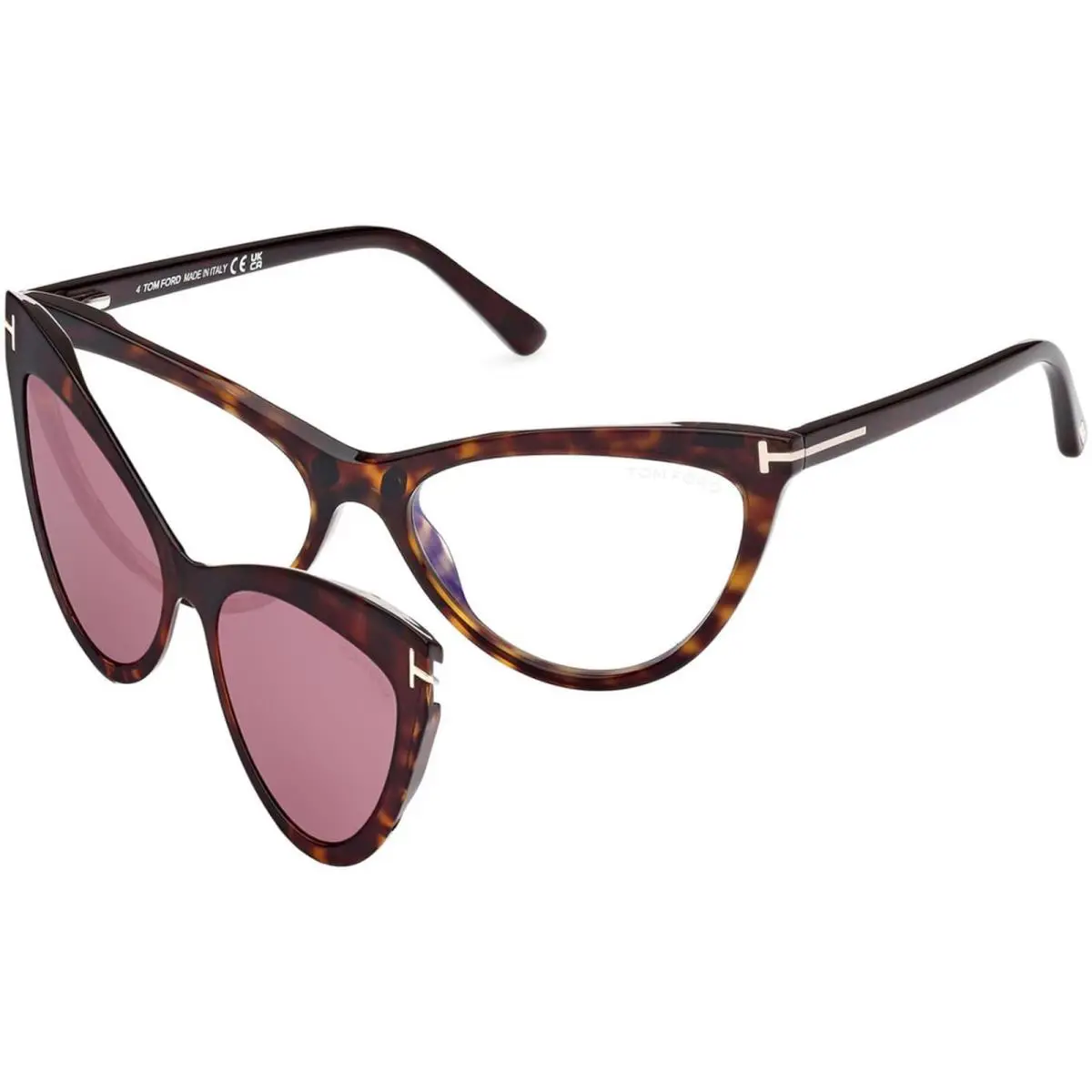 Tom Ford FT 5896 B 052 Dark Havana Blue Light Block 56mm Eyeglasses with Clip-on