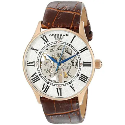 Akribos Xxiv Men`s AK499RG Bravura Slim Diamond-accented Watch F2222