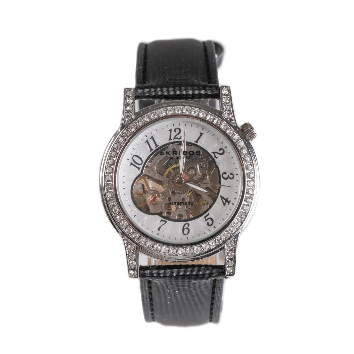 Akribos Xxiv Women`s Black Silver Mechanical Diamond Watch 20 mm F1513 by Akribos XXIV
