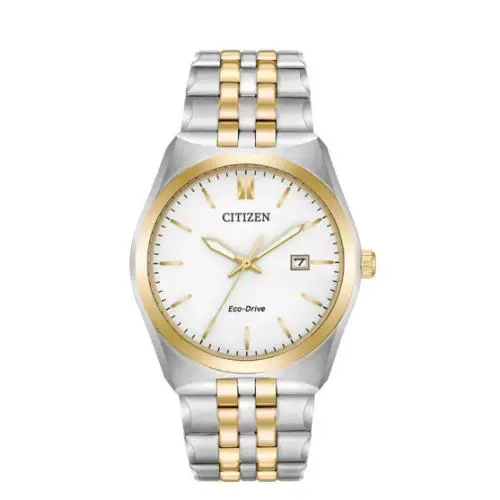 Citizen BM7334-58B Corso White Dial Two-tone Men`s Stainless Steel Watch - White, Dial: White, Band: Gold, Silver