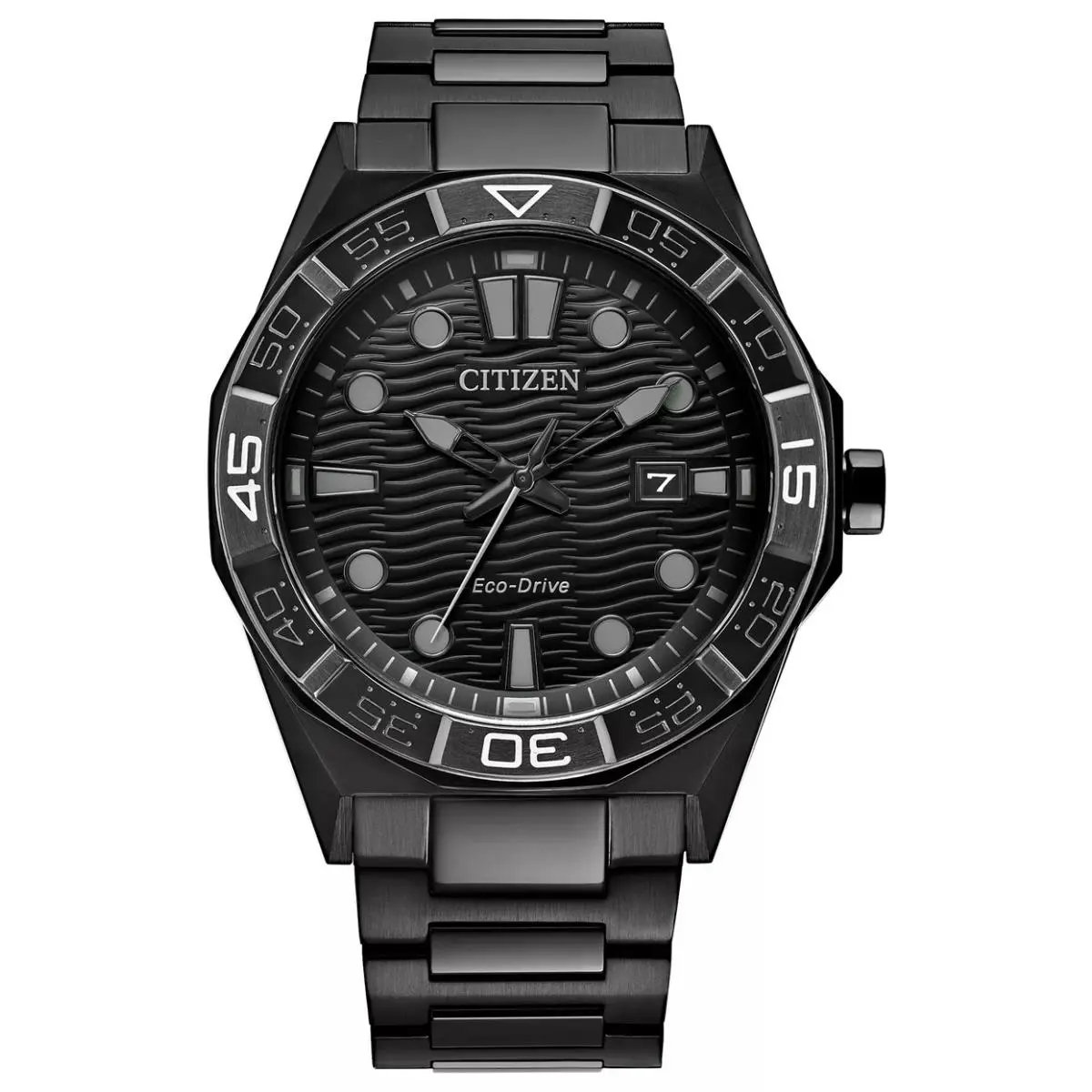Brycen Sapphire Crystal Date Display AW1855-52E Black Dial Men`s Watch by Citizen