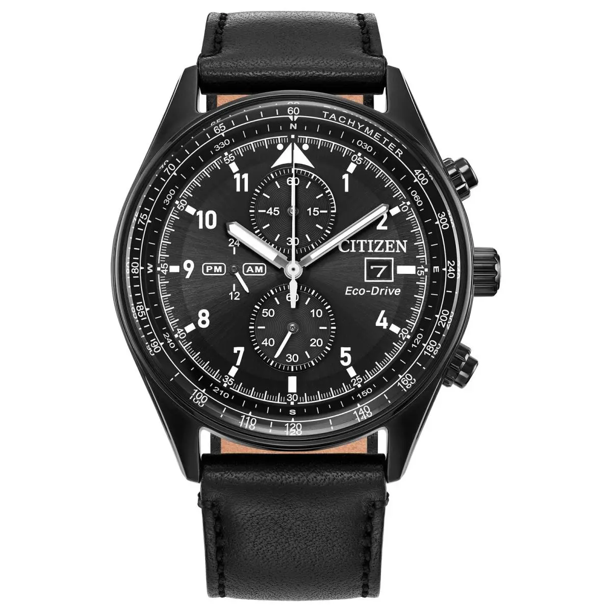 Citizen Men`s Eco-drive Sport Casual 43mm Stainless Steel CA0775-01E Black - Black