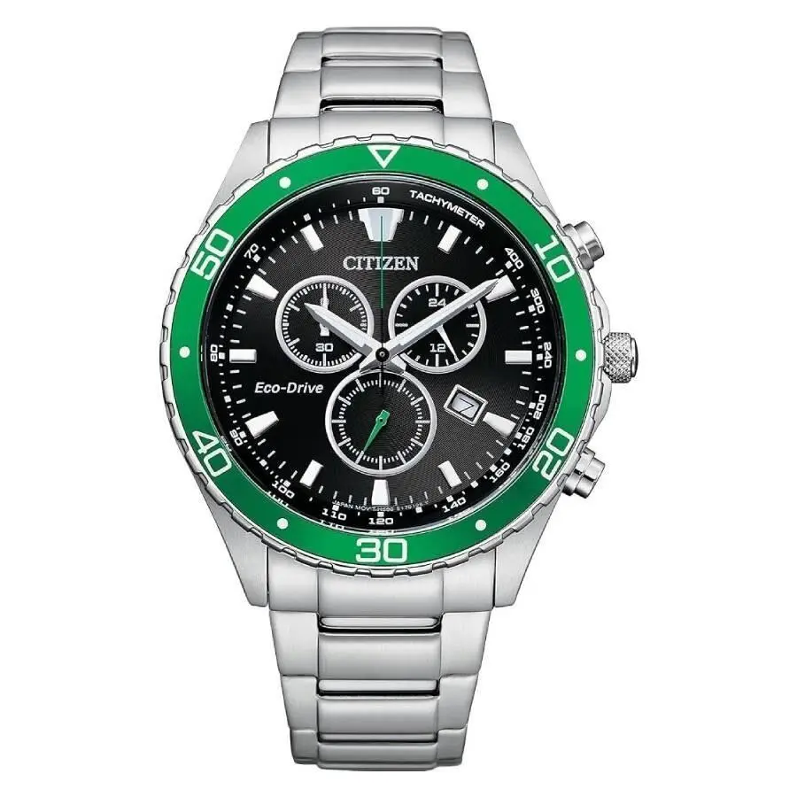 Citizen Men`s Eco-drive Chronograph Stainless Steel Watch AT2386-55E