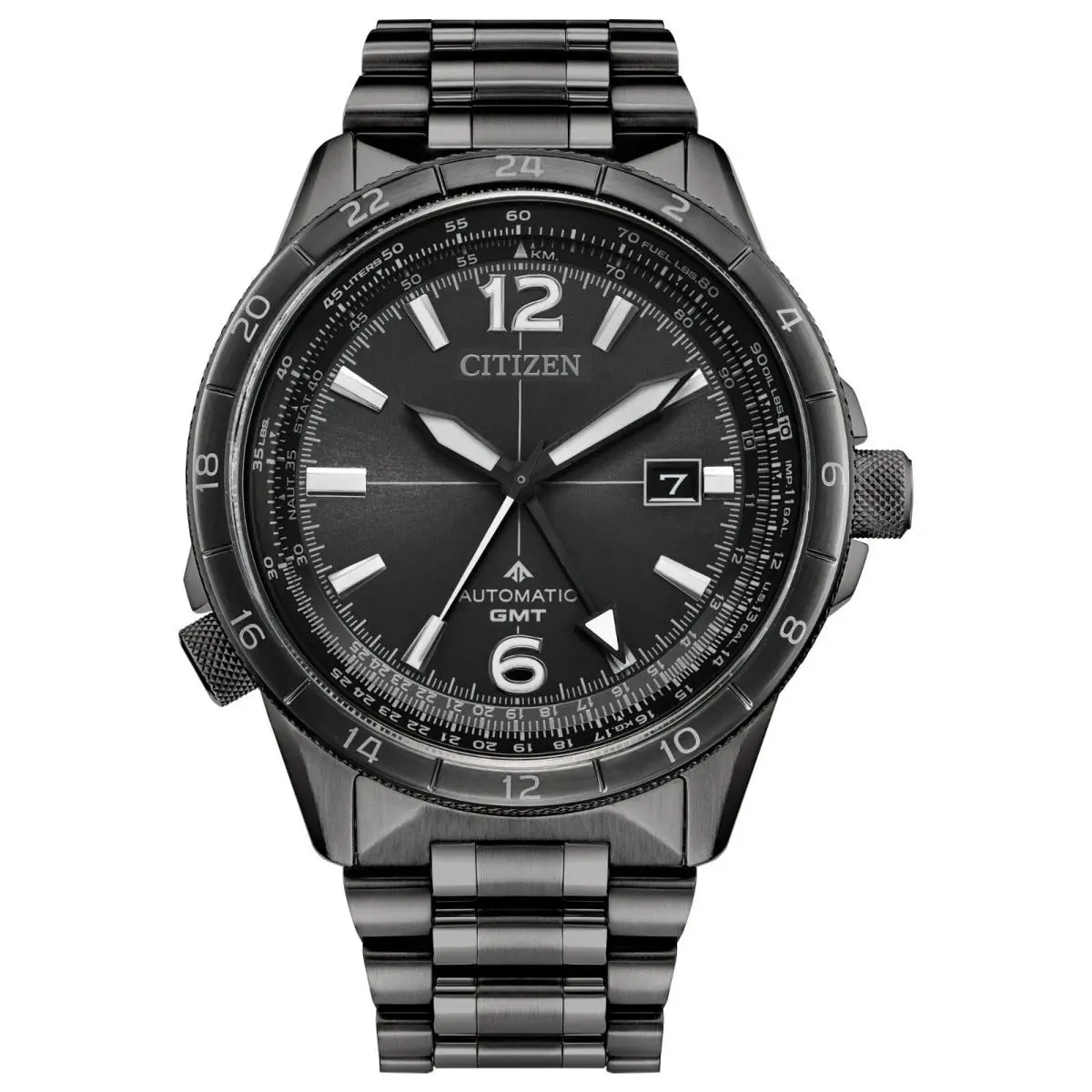 Citizen Men`s Air Date Automatic Gray Stainless Steel Watch 45 MM NB6045-51H