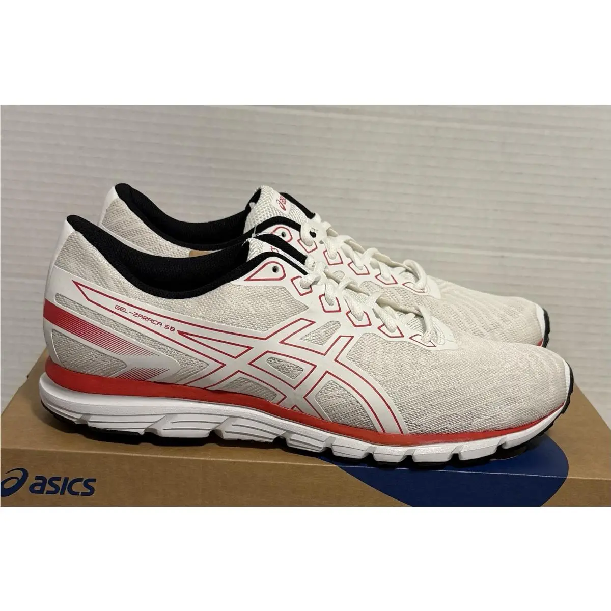 Asics Gel-zaraca 5 B Running White / Red W/ Box 1011B137 Mens Size 11